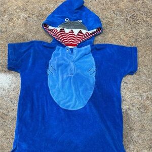 JoJo Maman Bébé Shark Hooded Toweling Cover-Up (Size 5–6 Years)